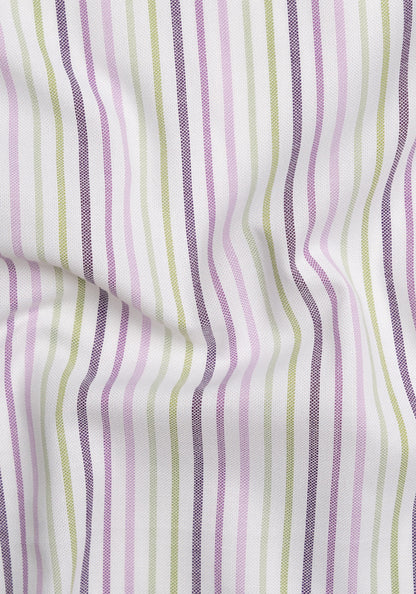 Plum Green Pinpoint Poly Stripes