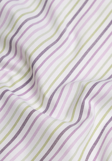 Plum Green Pinpoint Poly Stripes