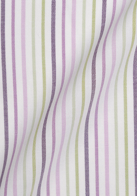 Plum Green Pinpoint Poly Stripes