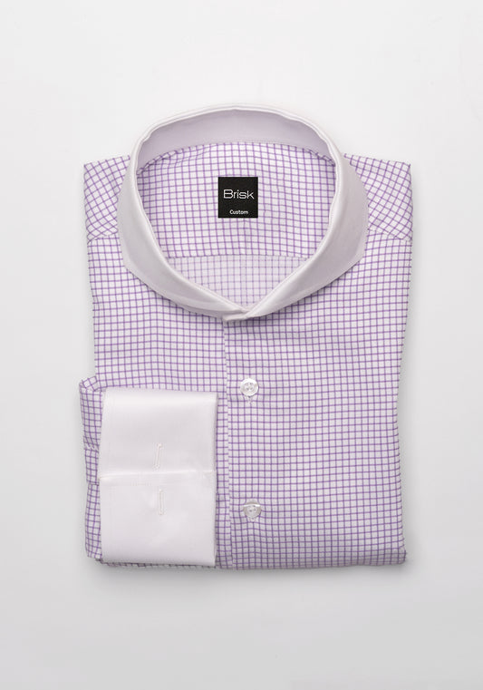 Purple Grid Structured Checkered Stretch Shirt - Sale