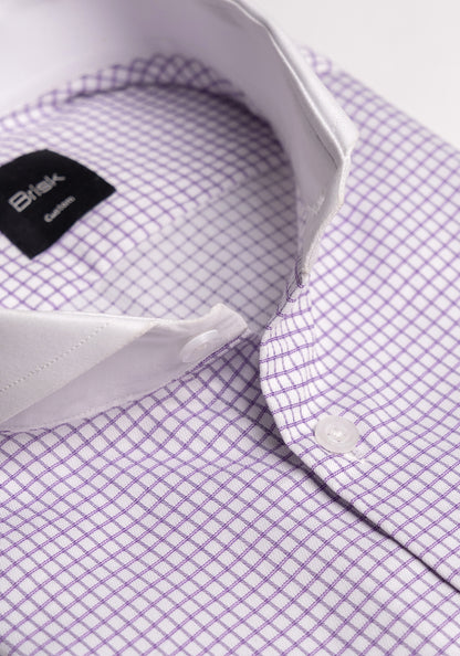 Purple Grid Structured Checkered Stretch Shirt - Sale