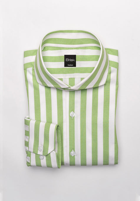 Soft Green Bold Stretch Stripes Shirt -Sale