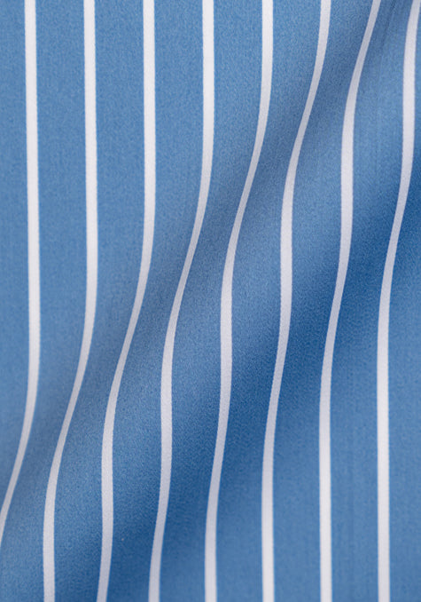 Super Fine Blue Satin Stretch Stripes