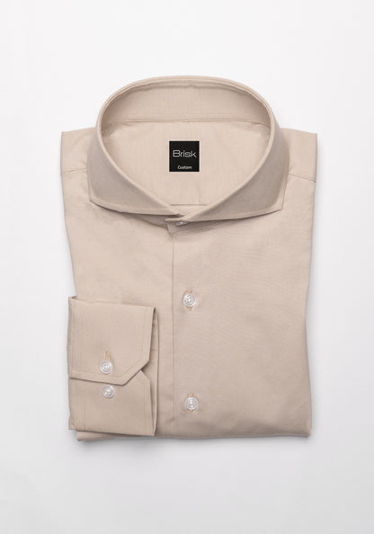 Tan Poplin Stretch Shirt