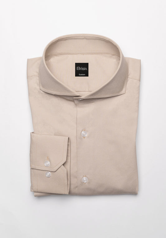 Tan Poplin Stretch Shirt