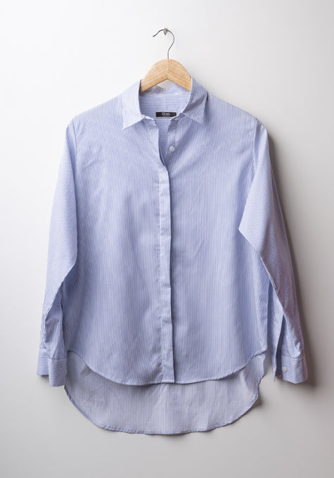 Soft Blueish Purple Pencil Stripes Oversized Shirt - Sale