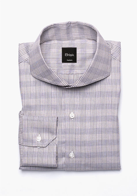 Fine Tan Windowpane Shirt - Easy Iron - Sale