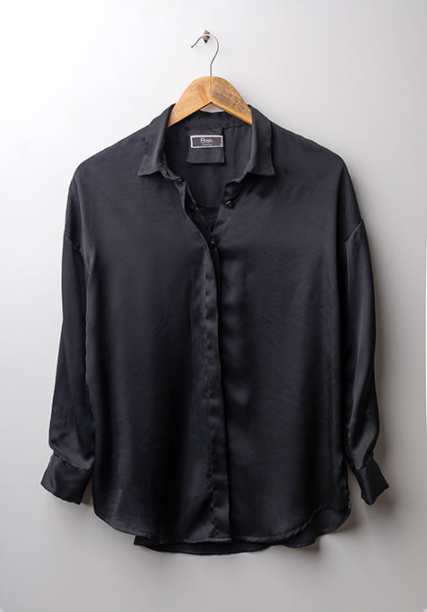 JET BLACK CHARM SILK SHIRT