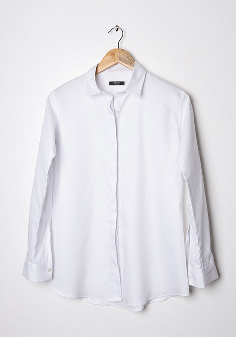 WHITE RELAXED CRISP STRETCH SHIRT