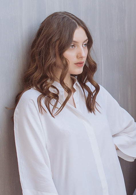 WHITE RAYON FLOWY SHIRT - SALE