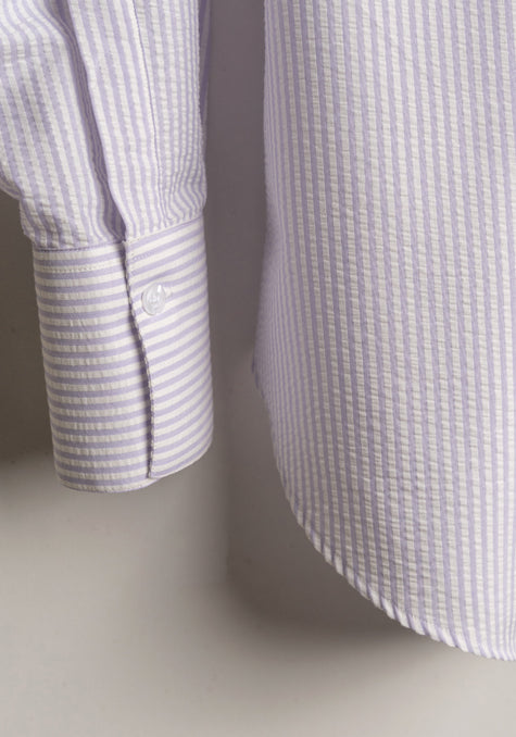 Pastel Lavender Seersucker Stripes Relaxed Shirt